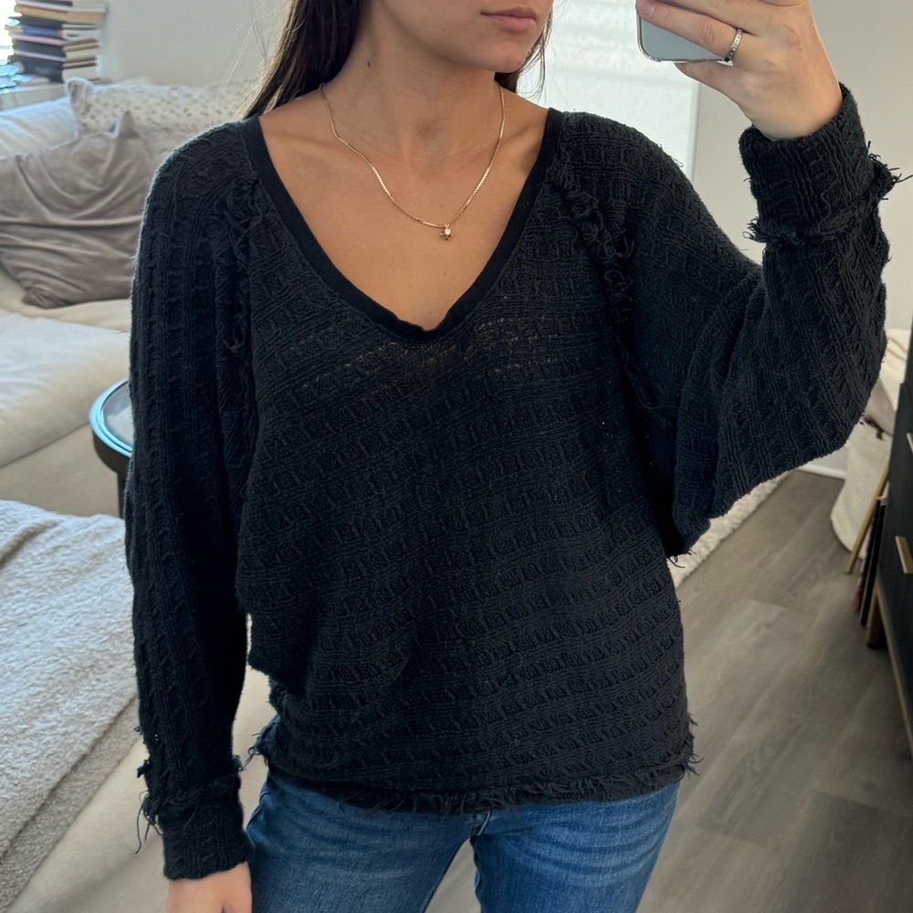 We The Free Gray Scoop Neck Knit Sweater S